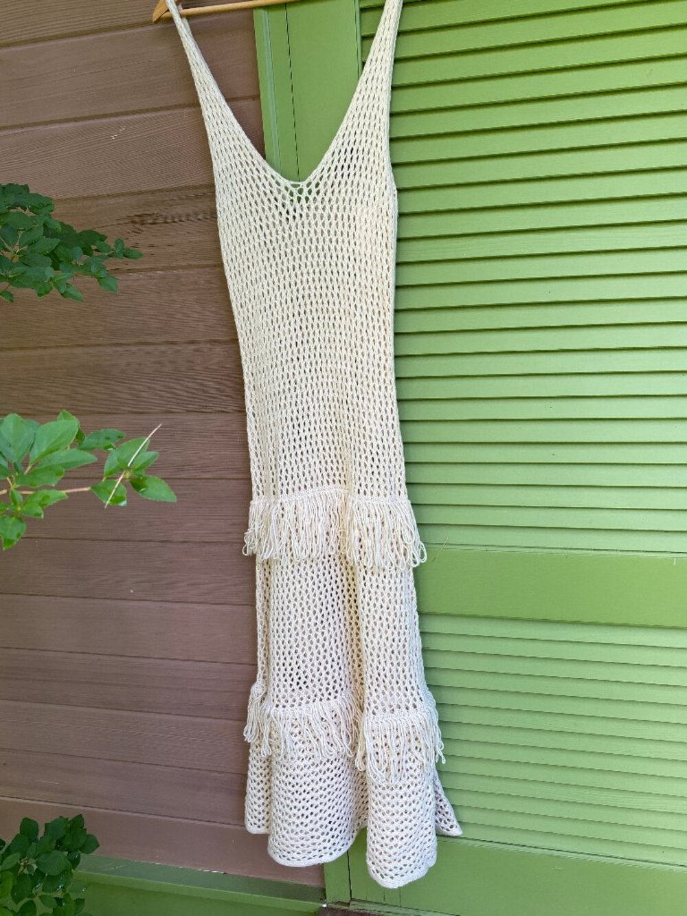 NWT Anthropologie Stretchy Crochet Tiered Long Knit Tank Dress - Size XS/S